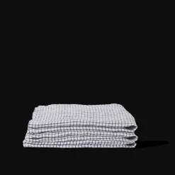 200 LINTEX Serviette de table en lin lavé - Carreaux Bleu Shibori