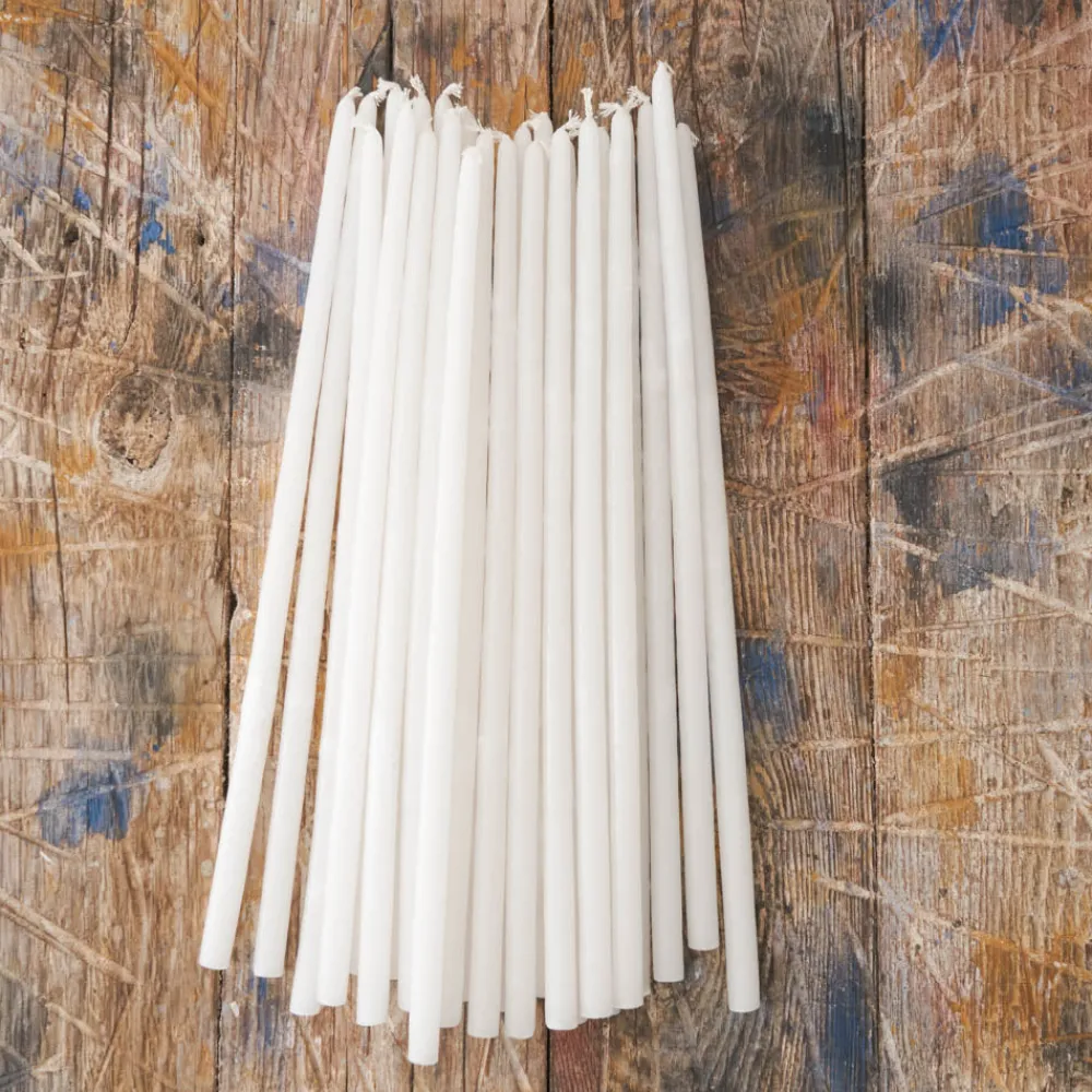 1061 CIERGERIE DES PREMONTRES Set de 25 bougies fines - Blanc