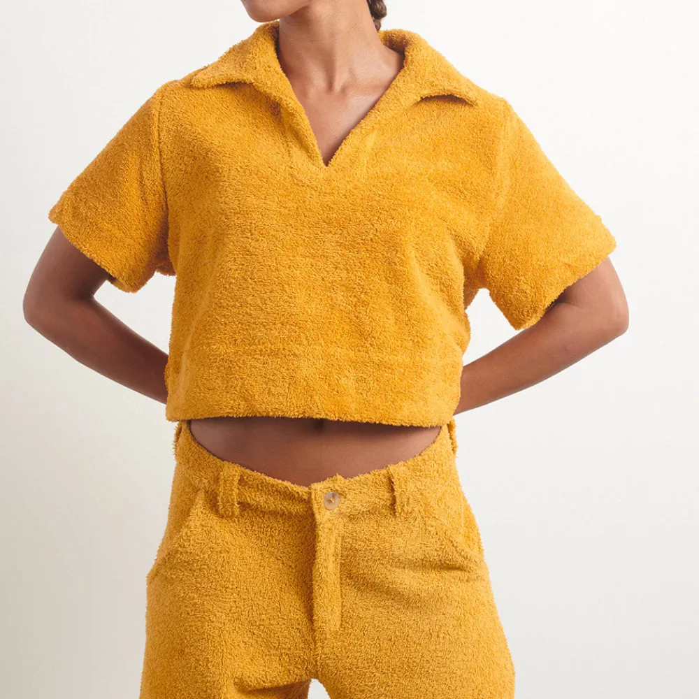 Women Simone Fan - T-shirt The Cropped Polo - Jaune