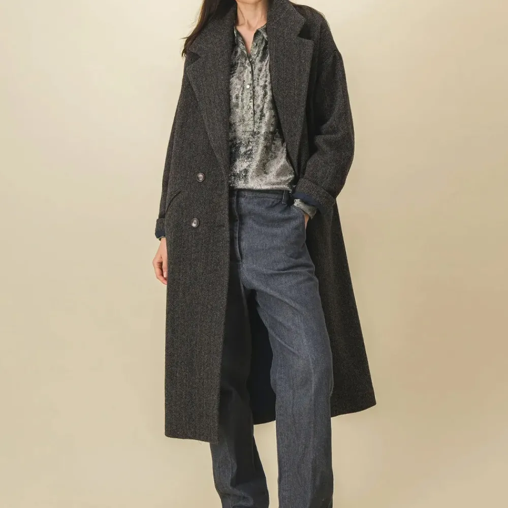 Women SIX SŒURS SIXSOEURS - Manteau Clotilde - Noir/Vert