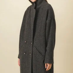 Women SIX SŒURS SIXSOEURS - Manteau Clotilde - Noir/Vert
