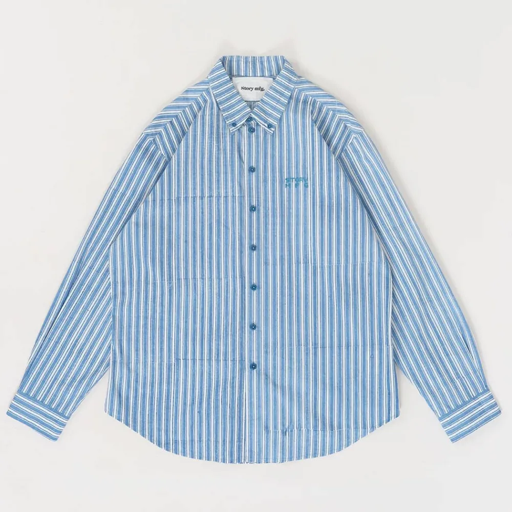 STORY MFG - Chemise à rayures - Bleu