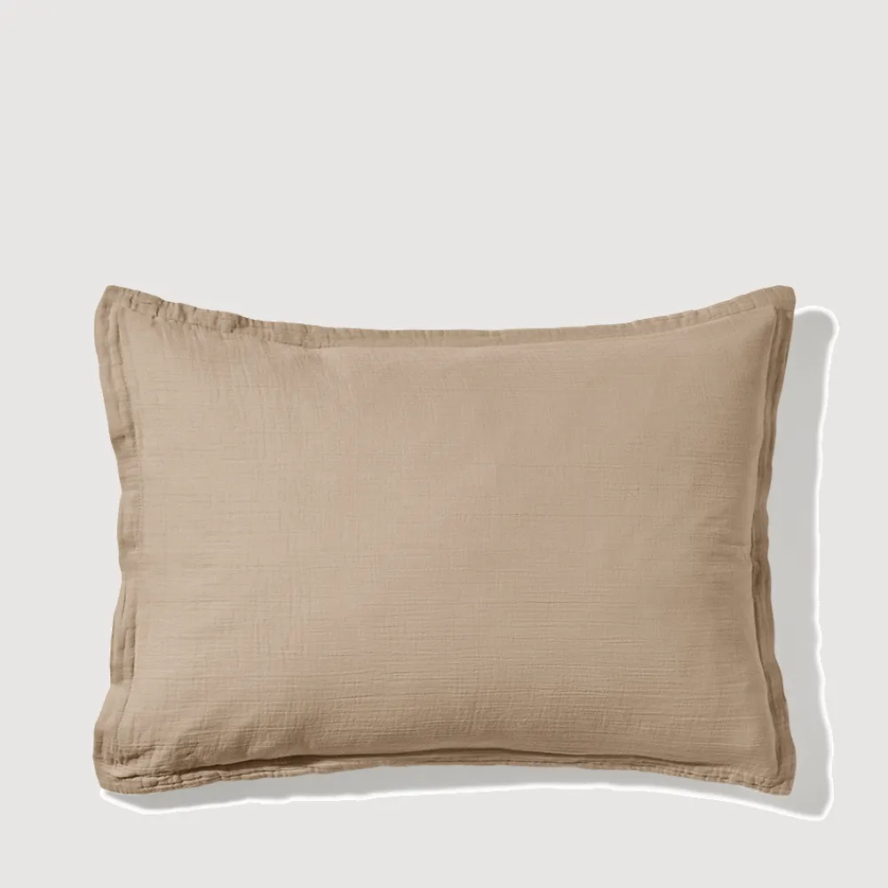 2100 GAZEX Taie d'oreiller en gaze de coton - Beige Quai de Seine