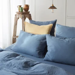 2100 GAZEX Taie d'oreiller en gaze de coton - Bleu Zinc