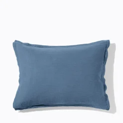 2100 GAZEX Taie d'oreiller en gaze de coton - Bleu Zinc