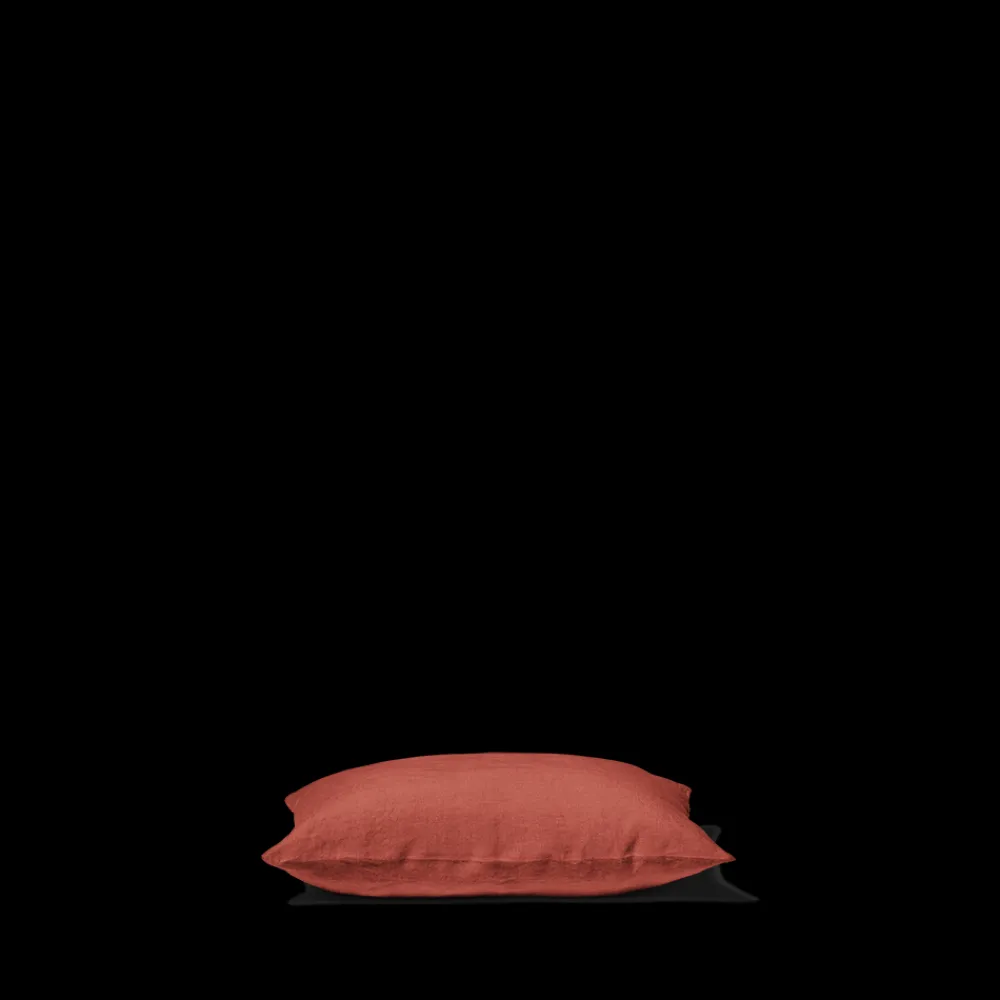 200 LINTEX Taie d'oreiller en lin lavé - Rouge Bourbon