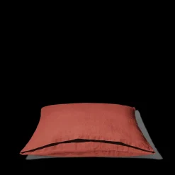 200 LINTEX Taie d'oreiller en lin lavé - Rouge Bourbon