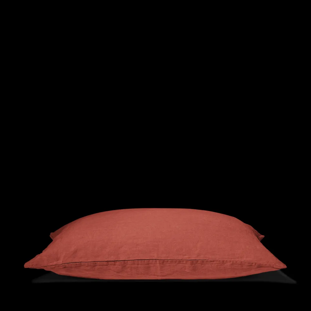 200 LINTEX Taie d'oreiller en lin lavé - Rouge Bourbon