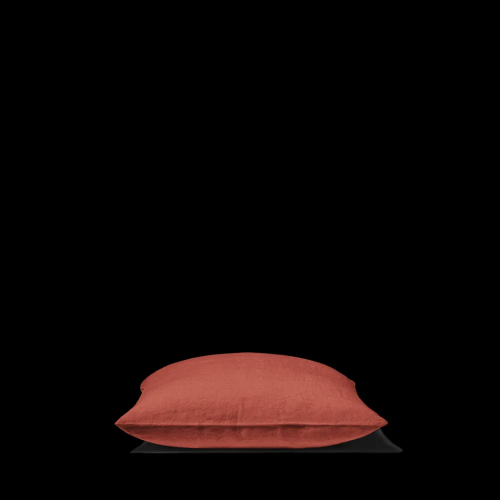 200 LINTEX Taie d'oreiller en lin lavé - Rouge Bourbon