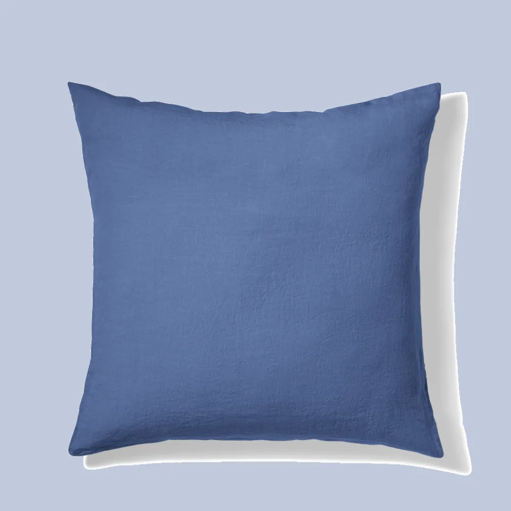 200 LINTEX Taie d'oreiller en lin lavé - Bleu Paros