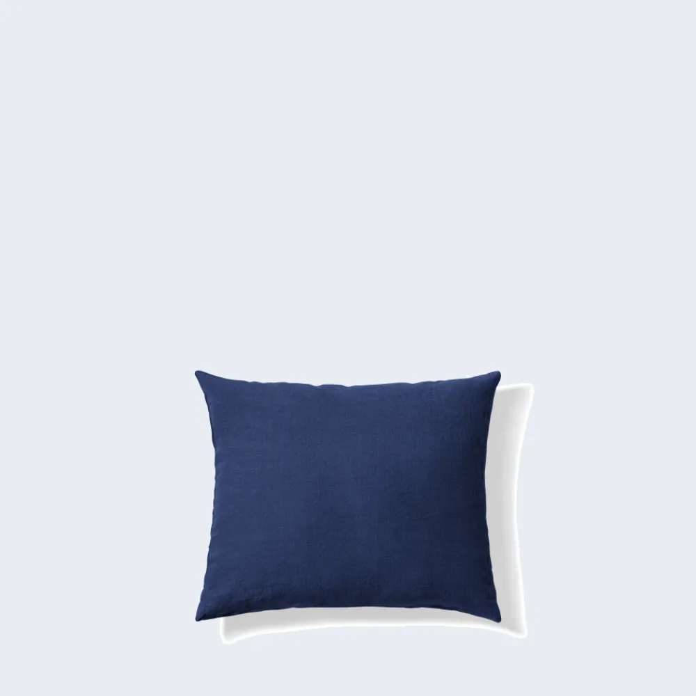 200 LINTEX Taie d'oreiller en lin lavé - Bleu Shibori
