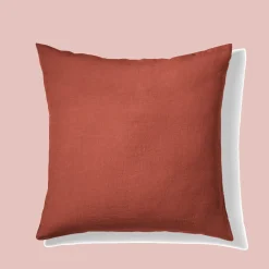 200 LINTEX Taie d'oreiller en lin lavé - Rouge Urushi