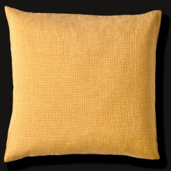 200 LINTEX Taie d'oreiller en lin lavé - Carreaux Jaune Asahi
