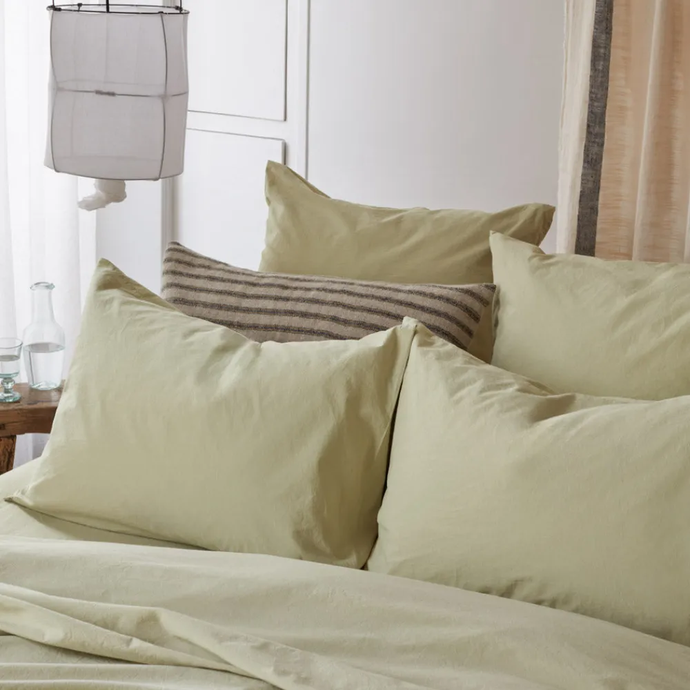 1700 COTEX Taie d'oreiller en percale de coton - Vert Sauge
