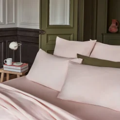 1700 COTEX Taie d'oreiller en percale de coton - Rose des Sables