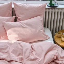 1700 COTEX Taie d'oreiller en percale de coton - Rayures Rouge Ocre
