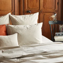 1700 COTEX Taie d'oreiller en percale de coton - Beige Dune