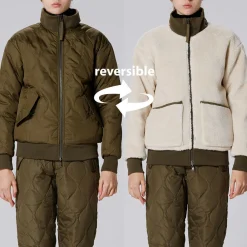 Women Taion - Veste Military Reversible Down - Vert/Blanc