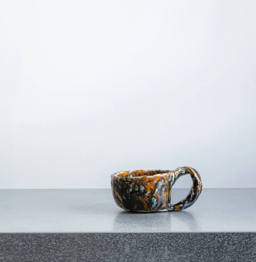 1393 EMILIE HOLM ATELIER Tasse en céramique mouchetée - Jaune & Noir