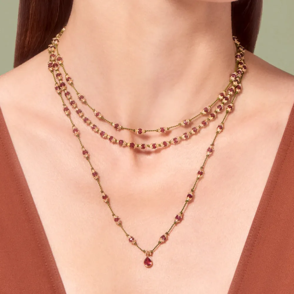 Women TITYARAVY - Collier Peony Grenat - Vert