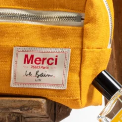 200 LINTEX Trousse de toilette en lin lavé - Jaune Vallauris