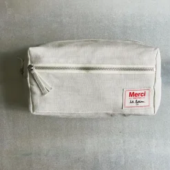 200 LINTEX Trousse de toilette en lin lavé - Pierre