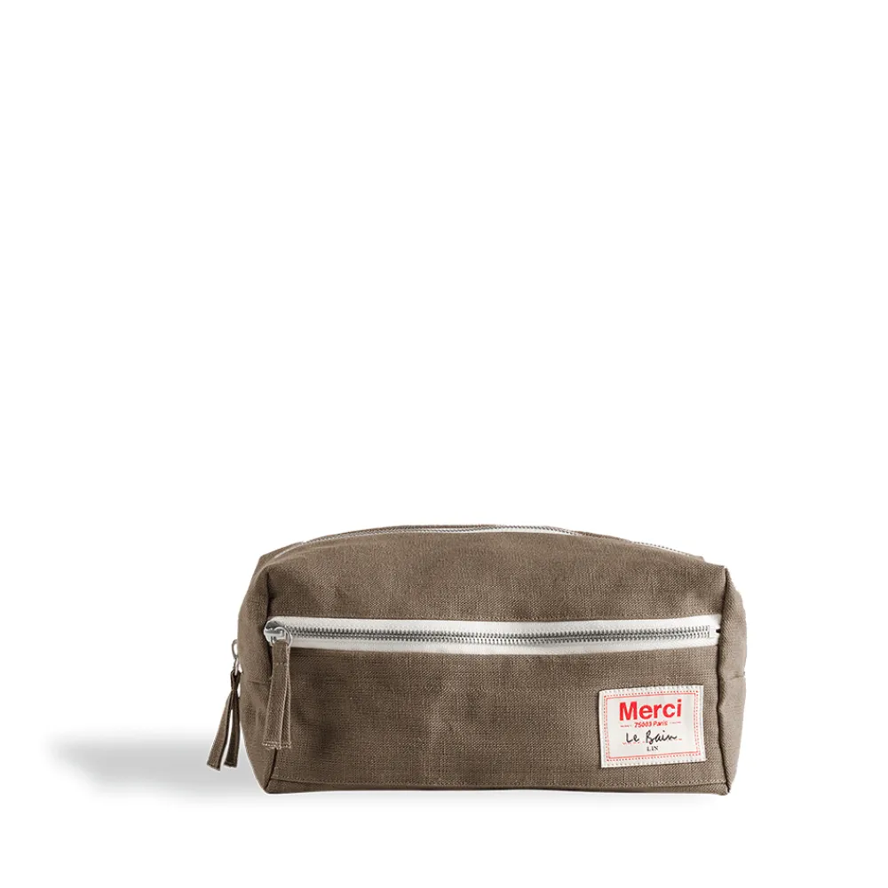 200 LINTEX Trousse de toilette en lin lavé - Brun Cha Iro