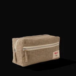 200 LINTEX Trousse de toilette en lin lavé - Carreaux Brun Cha Iro