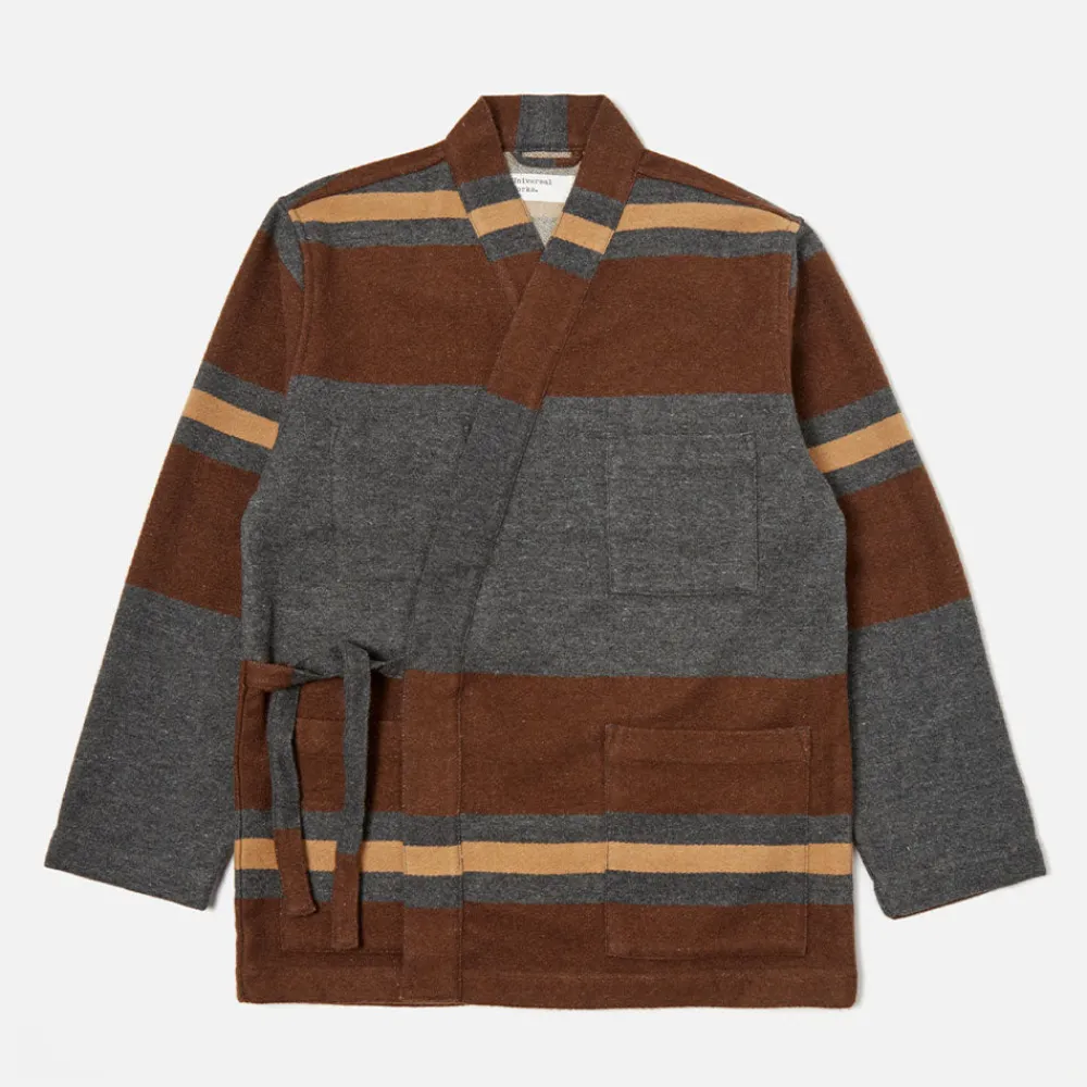 Universal Works - Veste Kyoto Work - Rayures Noir