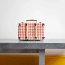 256 KAZETO Valise rigide en carton bouilli - Vichy Rose Elafonissi