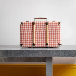 256 KAZETO Valise rigide en carton bouilli - Vichy Rose Elafonissi