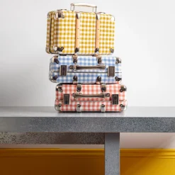 256 KAZETO Valise rigide en carton bouilli - Vichy Rose Elafonissi