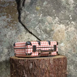 256 KAZETO Valise rigide en carton bouilli - Vichy Rose Elafonissi