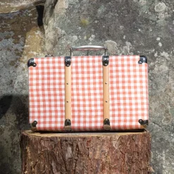 256 KAZETO Valise rigide en carton bouilli - Vichy Rose Elafonissi