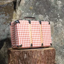 256 KAZETO Valise rigide en carton bouilli - Vichy Rose Elafonissi