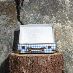 256 KAZETO Valise rigide en carton bouilli - Vichy Bleu Paros