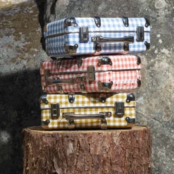 256 KAZETO Valise rigide en carton bouilli - Vichy Bleu Paros