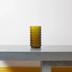1286 HOUSEHOLD HARDWARE Vase verre reyclé 70's - Moutarde