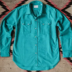 WYTHE - Chemise Moleskine Pearlsnap - Turquoise