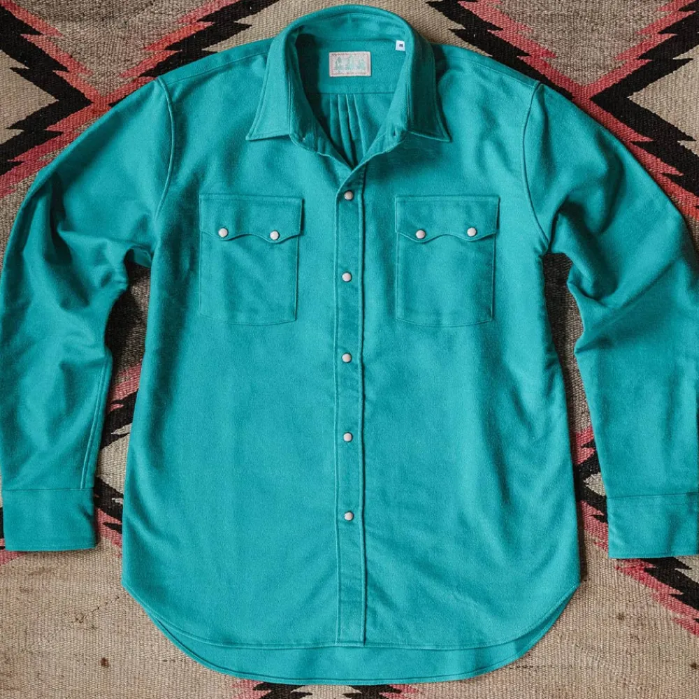 WYTHE - Chemise Moleskine Pearlsnap - Turquoise