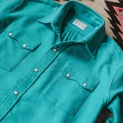 WYTHE - Chemise Moleskine Pearlsnap - Turquoise