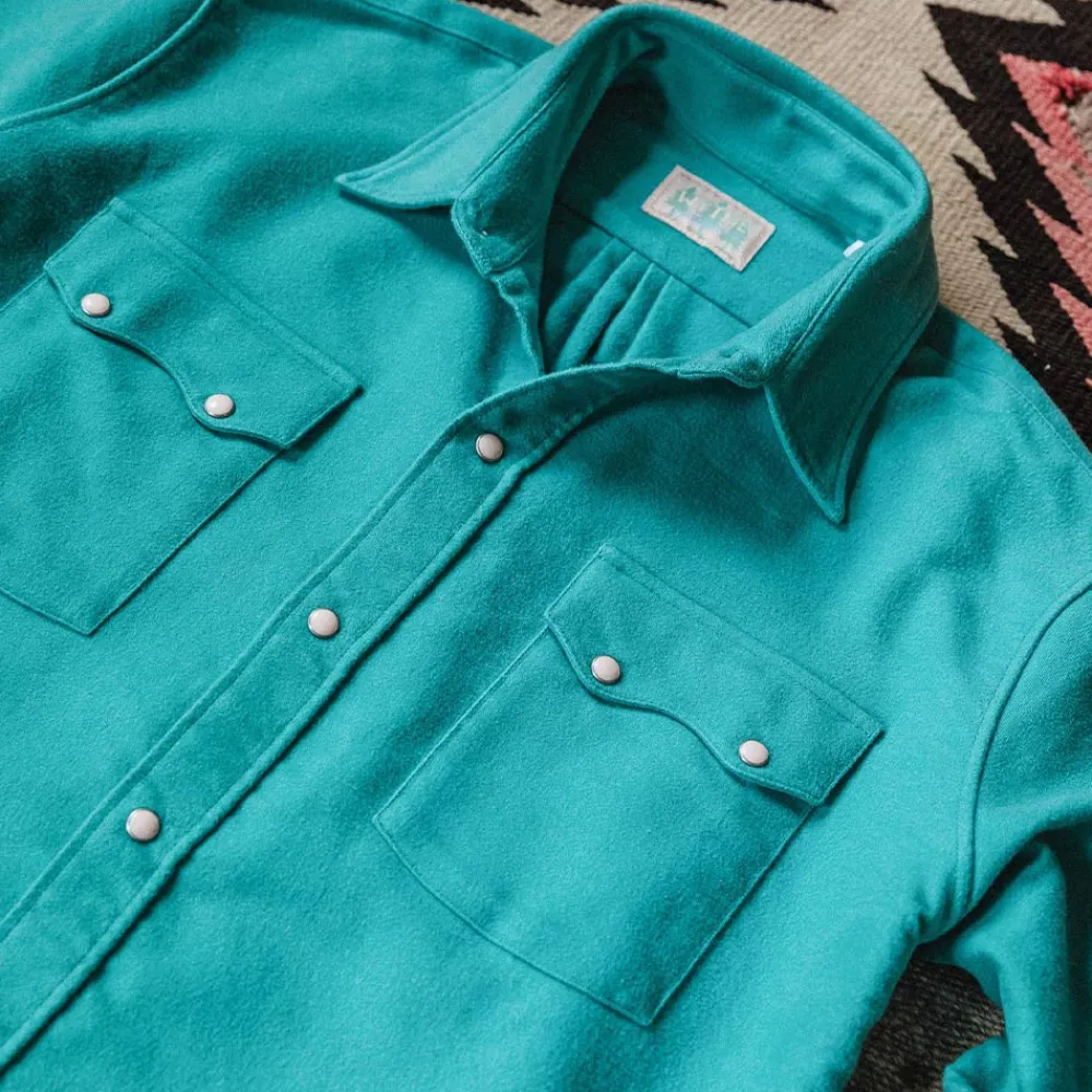 WYTHE - Chemise Moleskine Pearlsnap - Turquoise